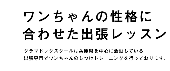 クラマドッグスクールは兵庫県を中心に活動している出張専門でワンちゃんのしつけトレーニングを行っております。